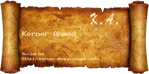 Kerner Ahmed névjegykártya